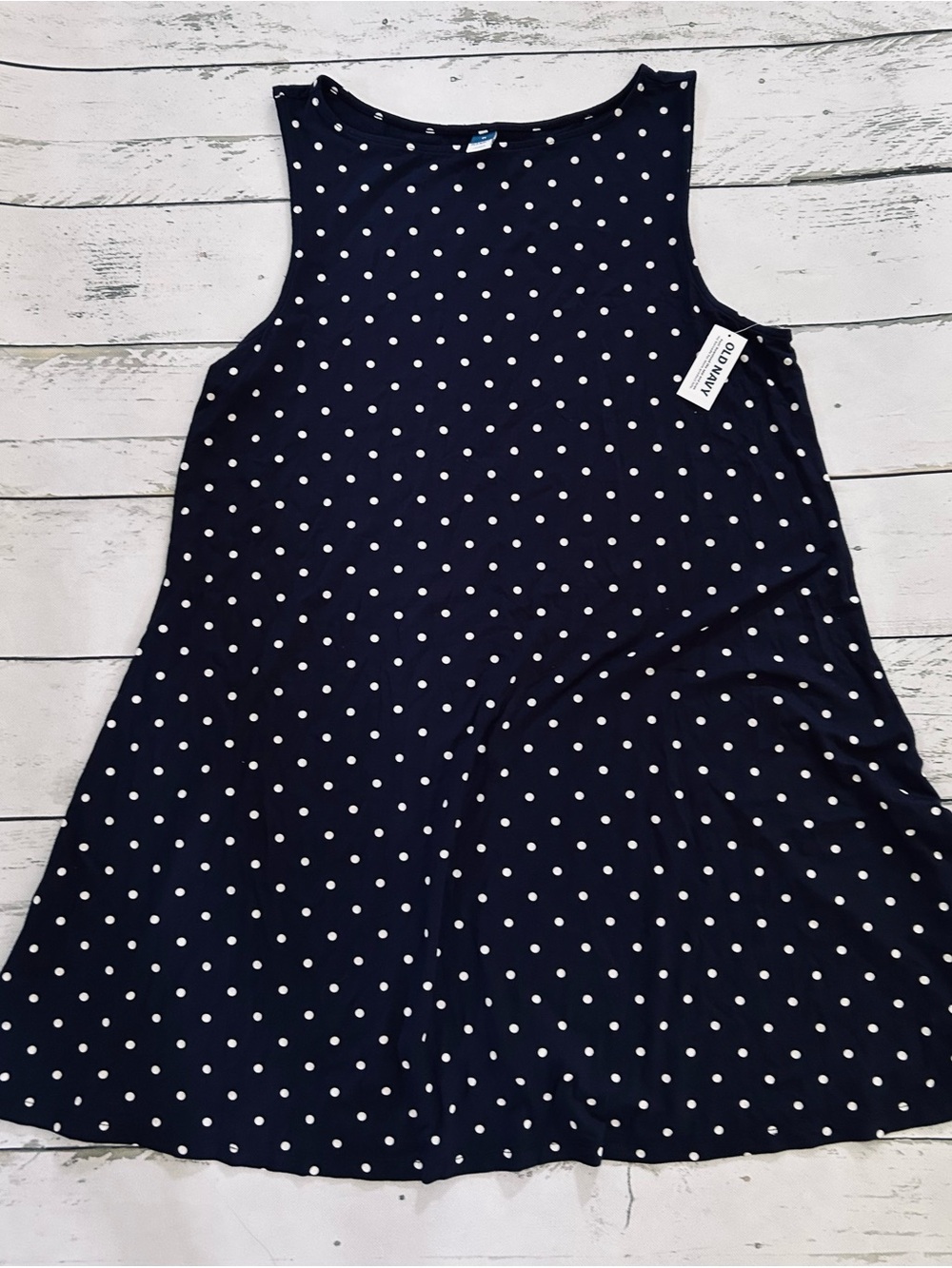 Sz M Old Navy Navy and White Polka Dot Dress